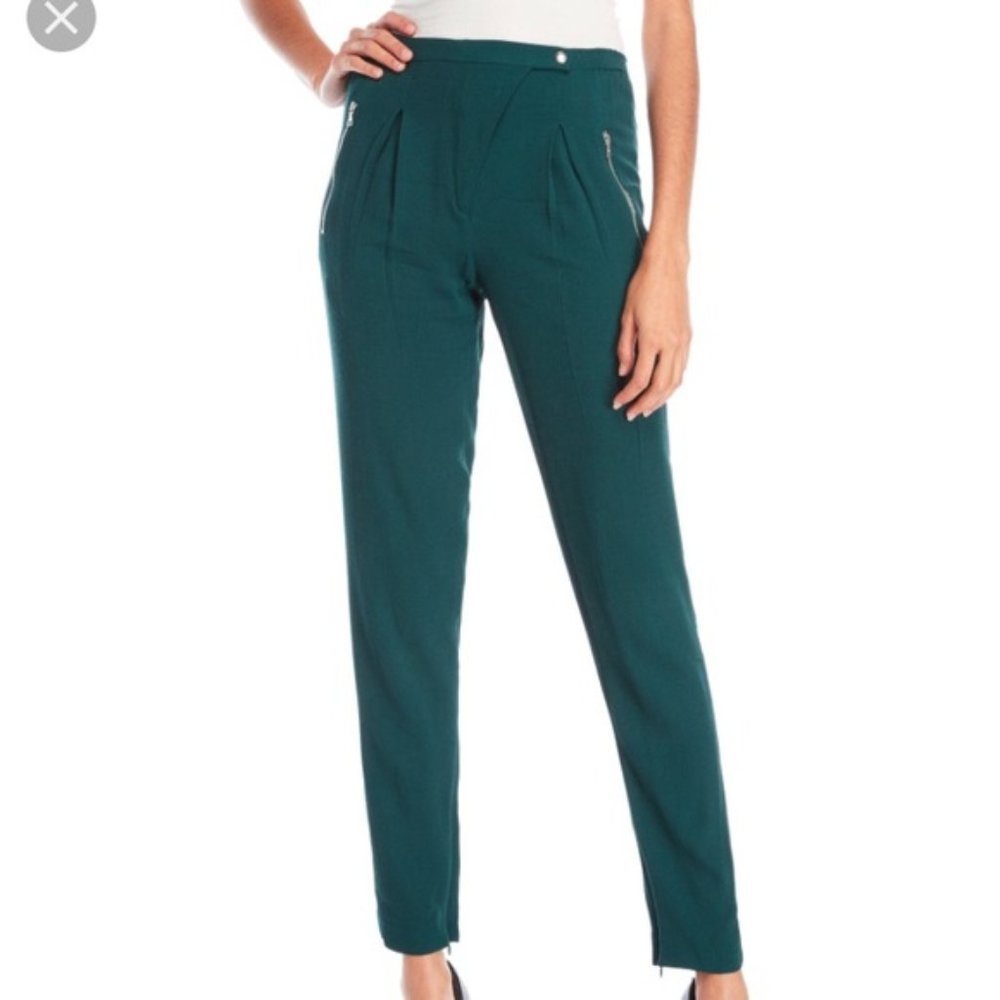 SANDRO Polina Green Crepe Trouser Pants 6